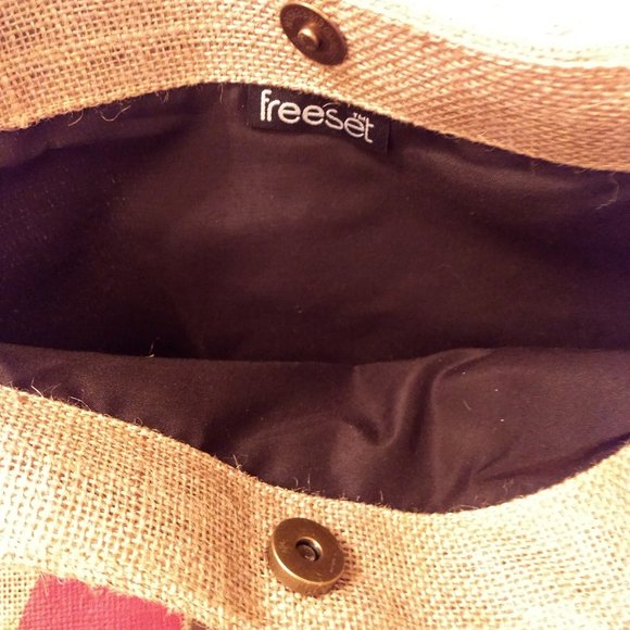 Freeset Owl Print Burlap Tote - Picture 4 of 5